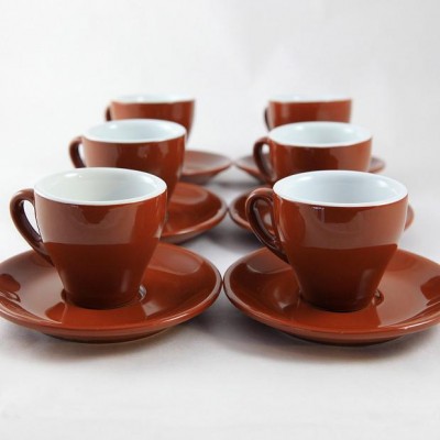 Nuova Point Sorrento Style Brown Espresso Cup and saucers Made in